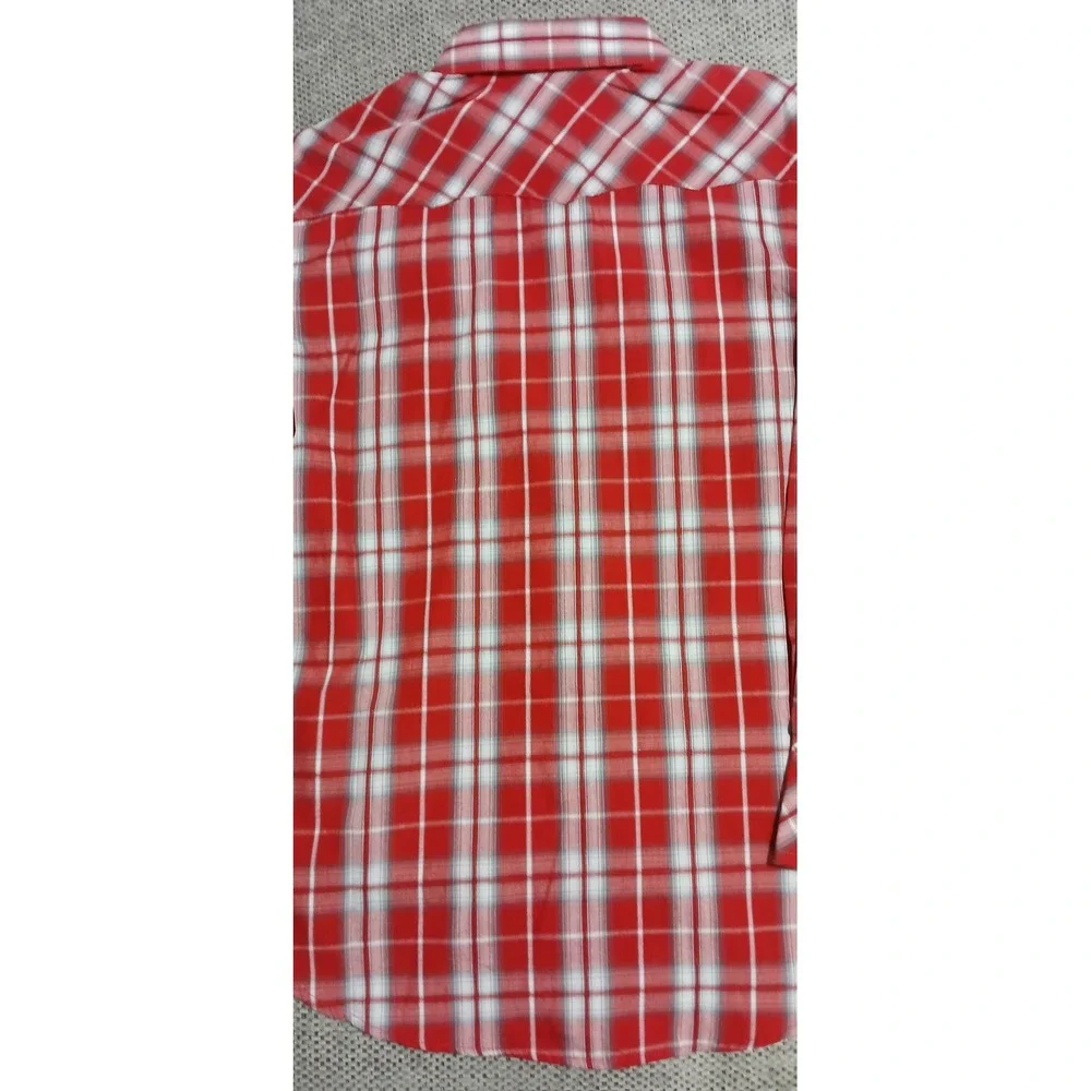 Gioberti Western Plaid Shirt Kids‎ Boys Red White Long Sleeve Snap Button Up NWT